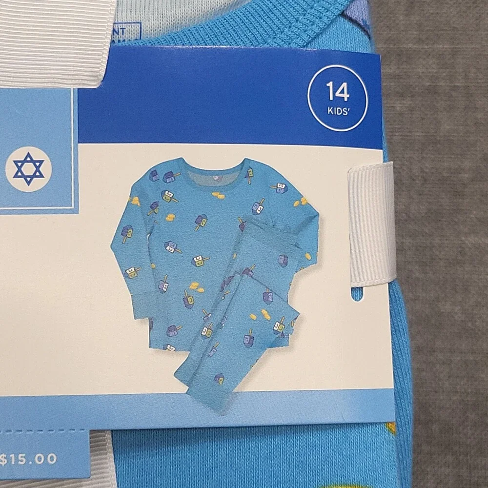 Wondershop Kids Boys Girls Hanukkah Pajama Sleep Set Blue Size 14